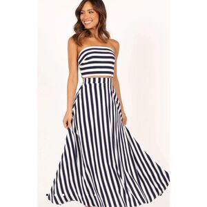 Petal & Pup Navy and White Striped Skirt